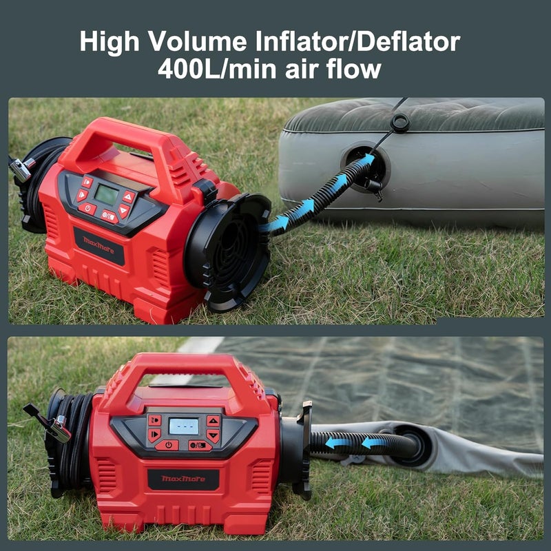 MaxMore Portable Tire Inflator/deflator Compatible with Milwaukee 18V Battery (Tool Only),160 PSI High Pressure Cordless Air Compressor Pump, Digital Gauge, Auto Shut-Off, LED Light for Car, Bike - Image 5